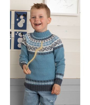 Sokrates strikket genser med norsk mønster til gutt - Viking 2110-16