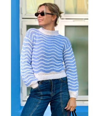 Blå seaside genser - Strikkia 2024-069B 