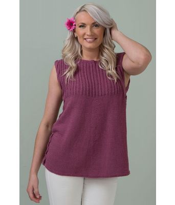 Strikket topp uten ermer med flettemønster - Viking 1609-13