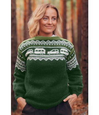 Armygrønn campingvogn genser - Strikkia 2020-023-3489