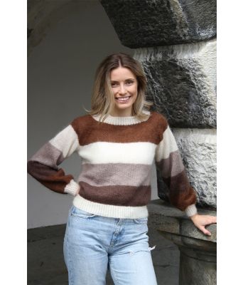 Elisegenseren med brune striper - Strikkia 2020-029-0001F