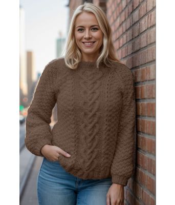 Brun Hjerteflettegenser - Strikkia 2021-010A-308