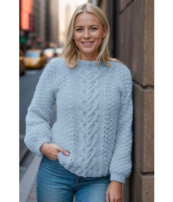 Lys blå Hjerteflette-genser - Strikkia 2021-010A-320