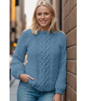 Lys jeansblå Hjerteflette genser - Strikkia 2021-010A-326