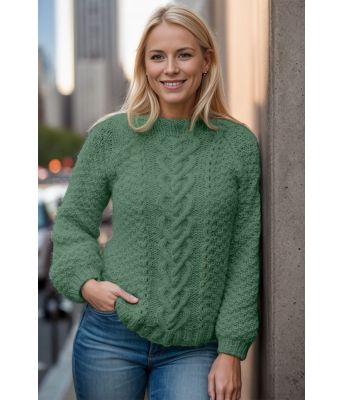 Jadegrønn Hjerteflette genser - Strikkia 2021-010A-336