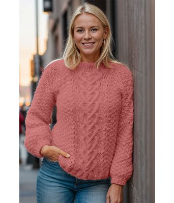 Lakserosa Hjerteflettte genser - Strikkia 2021-010A-349