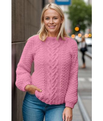 Rosa Hjerteflette genser - Strikkia 2021-010A-361