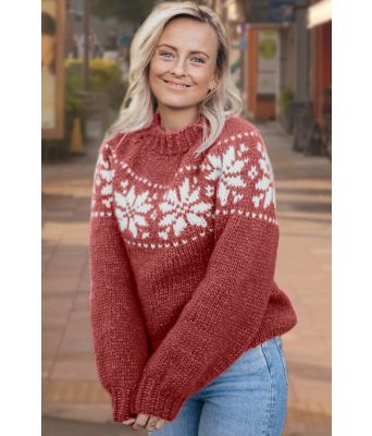 Lakserosa chunky stjernegenser - Strikkia 2022-011-349