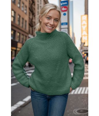 Jadegrønn Cozy pearls genser - Strikkia 2023-023-336