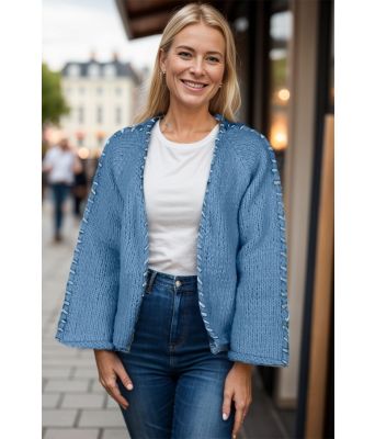 Blå Sorbonne stitch cardigan - Strikkia 2023-029-323320