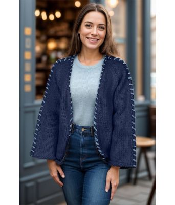 Mørkeblå Sorbonne stitch cardigan - Strikkia 2023-029-324326