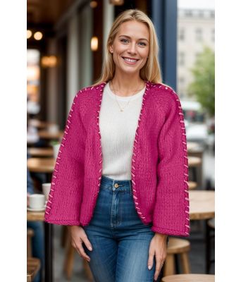 Cerise Sorbonne stitch jakke - Strikkia 2023-029-362361