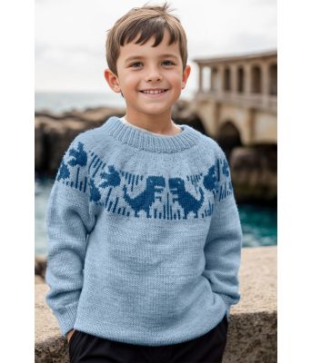 Blå dinosaurgenser - Strikkia 2024-004-522525