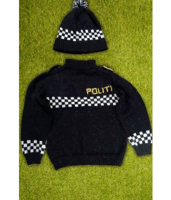 Politigenser med lue til barn - Strikkia 2024-033