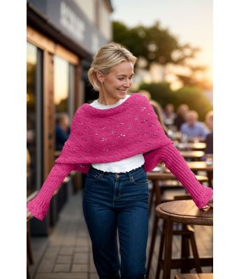 Cerise Eyelet sweater scarf - Strikkia 2024-035-362
