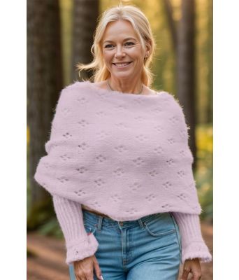Eyelet sweater scarf i lys lilla - Strikkia 2024-035-367