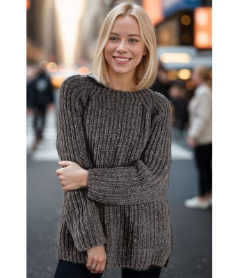 Mørkegrå Easygoing sweater - Strikkia 2024-036-315