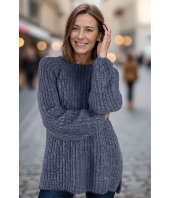 Jeansblå Easygoing sweater - Strikkia 2024-036-327