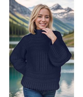 Mørkeblå big and cozy brioche sweater - Strikkia 2024-037-324