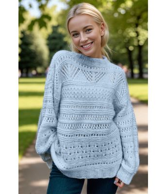 Lyseblå Whispering breeze strikkegenser - Strikkia 2024-044-320