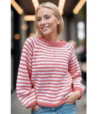 Lakserosa Slender stripes stripegenser - Strikkia 2024-045-300349