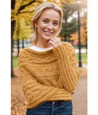 Okergul Leafy genserskjerf - Strikkia 2024-052-345