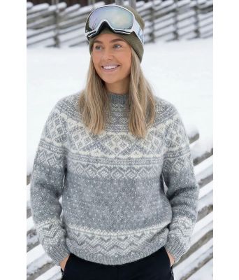 Kallefoss genser i grå - Strikkia 2024-062C