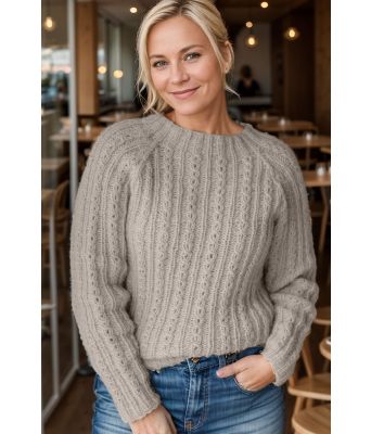 Beige Morning dew strikkegenser - Strikkia 2024-072-307