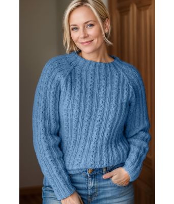 Blå Morning dew genser - Strikkia 2024-072-323