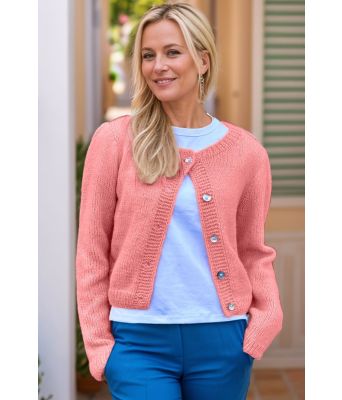 Johanna cardigan i lys gammelrosa - Strikkia 2025-027-374