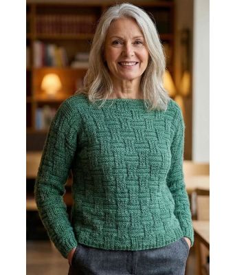 Grønn gridline sweater - Strikkia 2025-031B