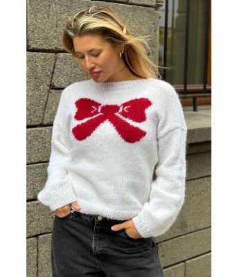 Christmas bow sweater - Strikkia 2025-038