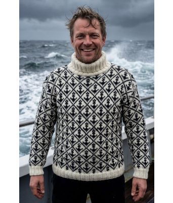 Skjærgårdsgenseren i natur og svart - Strikkia 2026-001GGCS-67006701