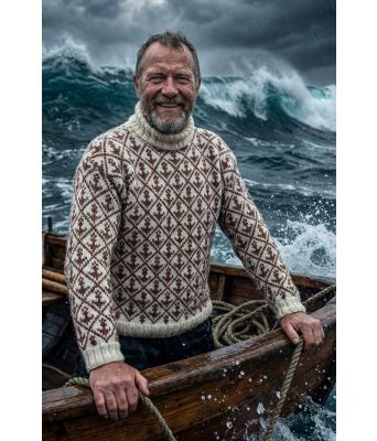 Skjærgårdsgenseren med varmbrunt mønster - Strikkia 2026-001GGCS-67006795