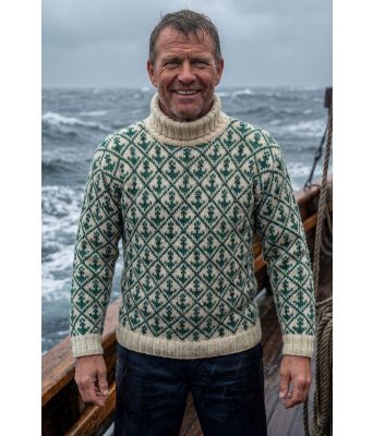 Skjærgårds genser med grangrønt mønster - Strikkia 2026-001GGCS-67006801