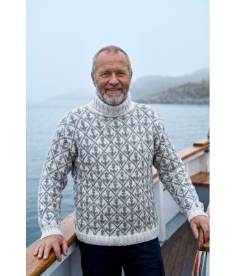 Hvit Skjærgårdsgenser med lysegrått mønster - Strikkia 2026-001GGCS-67946703