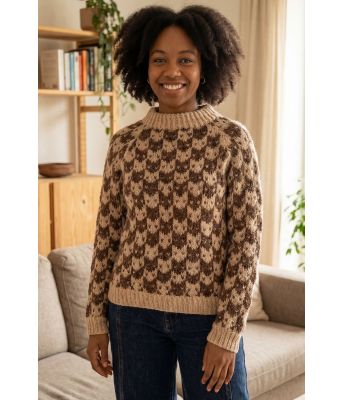 Beige kattefjes genser - Strikkia 2026-007-307308