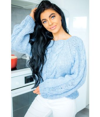 Stinas lyseblå flettegenser - Strikkia X Stina Bakken SB0006-VGHG920