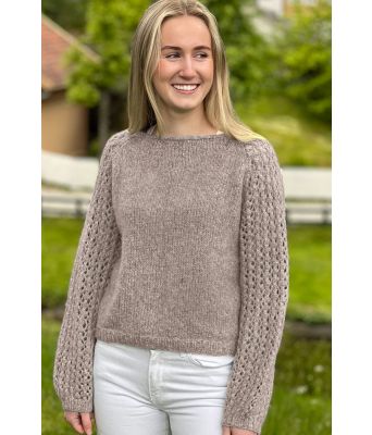 Beige Perlepuffgenser - Strikkose 001-307