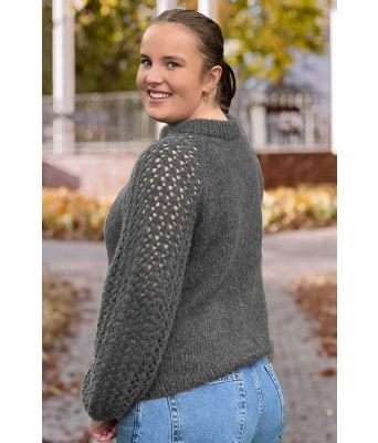 Mørkegrå Perlepuffgenser - Strikkose 001-315