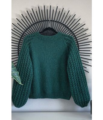 Turkis Perlepuffgenser - Strikkose 001-329