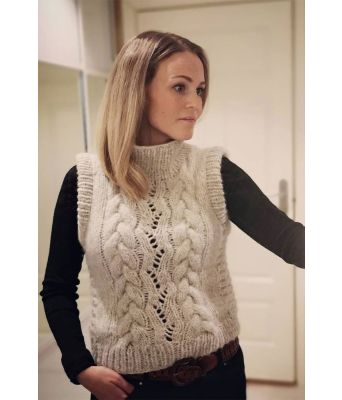 Naturhvit Blixvest - Strikkose 002-302