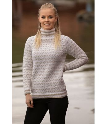 Trud hvit islender med perlegrått mønster - Viking 2127-7B