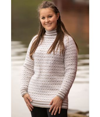 Trud islender med hvit bunnfarge og lysegrått mønster - Viking 2127-7A