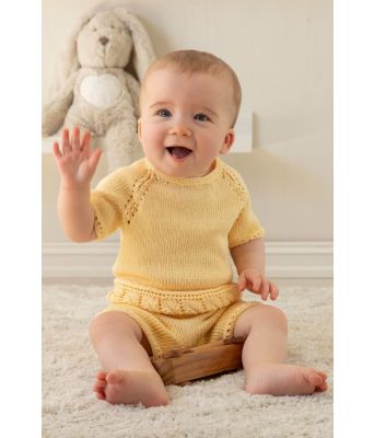 Verano strikket T-skjorte kortbukse og lue til baby - Viking 2126-12