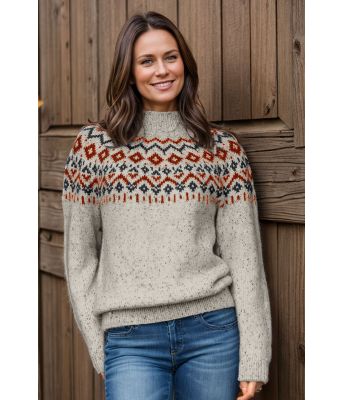 Kveldsbris genseren i tweed med koks og rustfarget mønster - VG25010-501517553