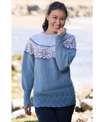 Vige blå strikkegenser til dame - Viking 1708-12