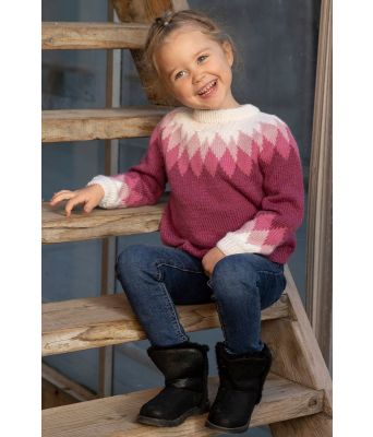 Merle rosa strikkegenser til jente - Viking 1826-3