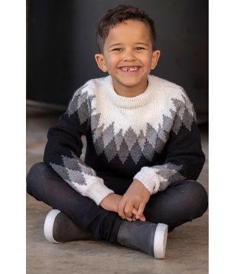 Merle sort/grå strikkegenser til gutt - Viking 1827-12