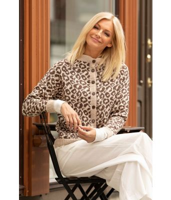 Leopard mønstret strikkejakke - Viking 1917-5